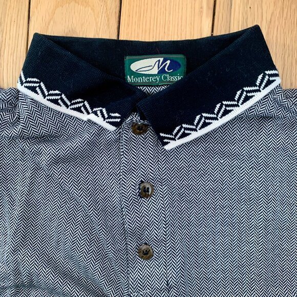 Vintage 90s Monterey Classic Men's Large Aztec Polo Shirt Pattern Made in USA - Picture 3 of 6